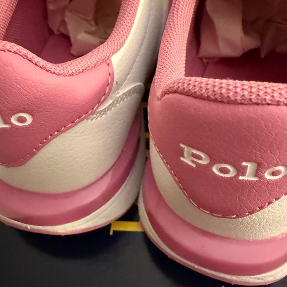 New girls Ralph Lauren Polo white and Pink Casual Sneakers Sz 1 - Picture 8 of 8